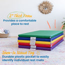 Rainbow Rest Nap Mats, Clear Name Tag Holder, 2in Thick - 5-Pack
