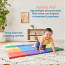 Square Dance Activity Play Mat, Colorful Tummy Time Folding Foam Mat