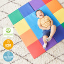 Square Dance Activity Play Mat, Colorful Tummy Time Folding Foam Mat
