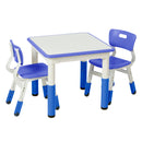 Table d'activités carrée effaçable à sec et 2 chaises en plastique à hauteur réglable, 3 pièces