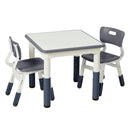 Table d'activités carrée effaçable à sec et 2 chaises en plastique à hauteur réglable, 3 pièces