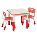 Table d'activités carrée effaçable à sec et 2 chaises en plastique à hauteur réglable, 3 pièces
