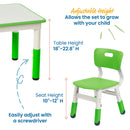 Table d'activités carrée effaçable à sec et 2 chaises en plastique à hauteur réglable, 3 pièces