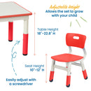 Table d'activités carrée effaçable à sec et 2 chaises en plastique à hauteur réglable, 3 pièces