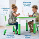 Table d'activités carrée effaçable à sec et 2 chaises en plastique à hauteur réglable, 3 pièces