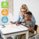 Table d'activités carrée effaçable à sec et 2 chaises en plastique à hauteur réglable, 3 pièces