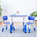 Table d'activités carrée effaçable à sec et 2 chaises en plastique à hauteur réglable, 3 pièces