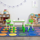 Table d'activités carrée effaçable à sec et 2 chaises en plastique à hauteur réglable, 3 pièces