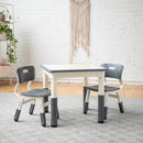 Table d'activités carrée effaçable à sec et 2 chaises en plastique à hauteur réglable, 3 pièces