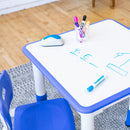 Table d'activités carrée effaçable à sec et 2 chaises en plastique à hauteur réglable, 3 pièces