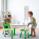 Table d'activités carrée effaçable à sec et 2 chaises en plastique à hauteur réglable, 3 pièces
