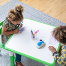 Table d'activités carrée effaçable à sec et 2 chaises en plastique à hauteur réglable, 3 pièces