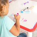 Table d'activités carrée effaçable à sec et 2 chaises en plastique à hauteur réglable, 3 pièces