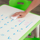 Table d'activités carrée effaçable à sec et 2 chaises en plastique à hauteur réglable, 3 pièces