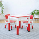 Table d'activités carrée effaçable à sec et 2 chaises en plastique à hauteur réglable, 3 pièces