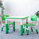 Table d'activités carrée effaçable à sec et 2 chaises en plastique à hauteur réglable, 3 pièces