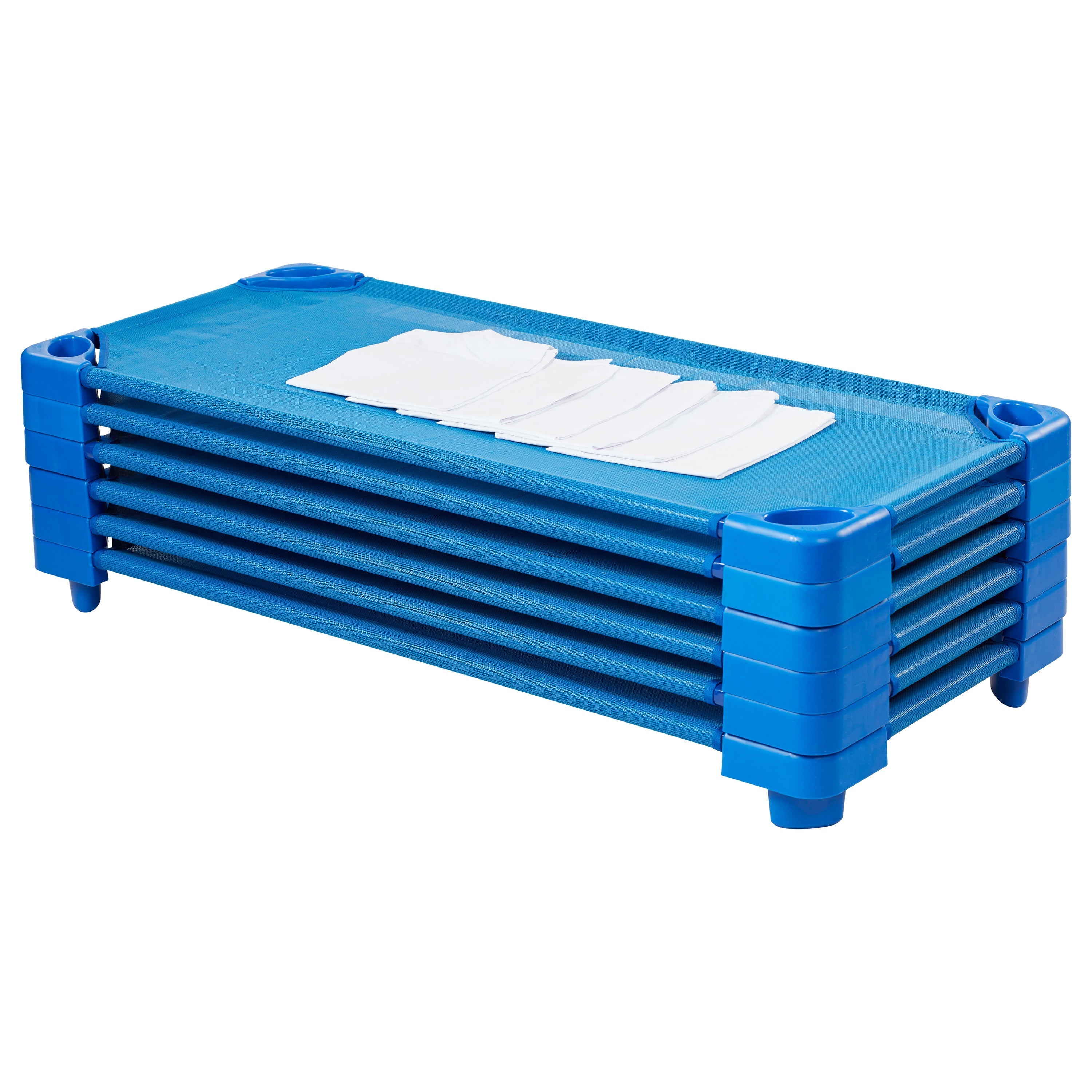 Stackable Kiddie Cot with Sheets, Standard Size, Ready-to-Assemble, 6-Pack