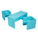 Ensemble table et chaises cubiques polyvalent Tri-Me, siège et table portables pour intérieur/extérieur, ensemble 3 pièces
