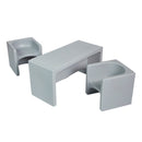 Ensemble table et chaises cubiques polyvalent Tri-Me, siège et table portables pour intérieur/extérieur, ensemble 3 pièces