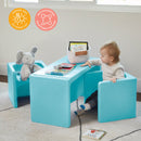 Ensemble table et chaises cubiques polyvalent Tri-Me, siège et table portables pour intérieur/extérieur, ensemble 3 pièces
