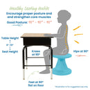 Twist Wobble Stool, Active Learning Chair, Flex Seating, 14in Seat Height