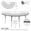 36" x 72" Half Moon T-Mold Dry-Erase Activity Table